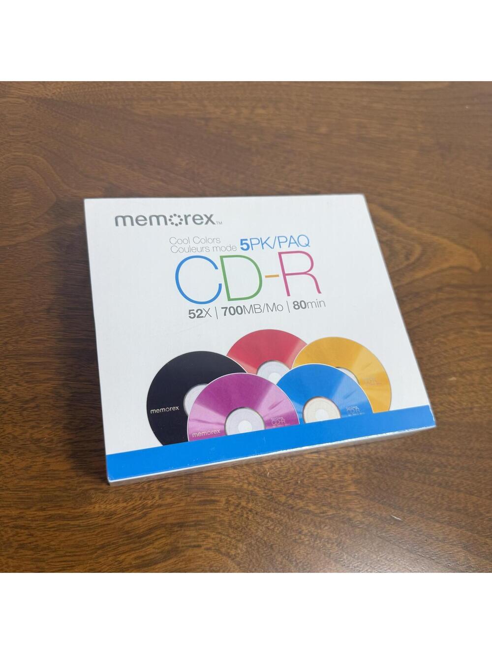 Memorex Cool Colors CD-R 5 Pack 52X 700MB 80Min Jewel Cases NEW SEALED